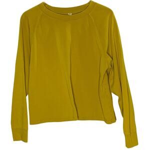 Anthropologie M Yellow Crew Neck Sweatshirt Boxy Fit 100% Cotton Marigold